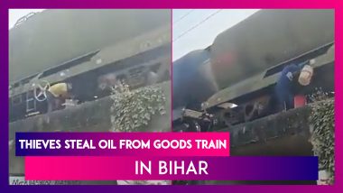 Bihar Shocker: Thieves Steal Oil From Moving Goods Train; Video Goes Viral